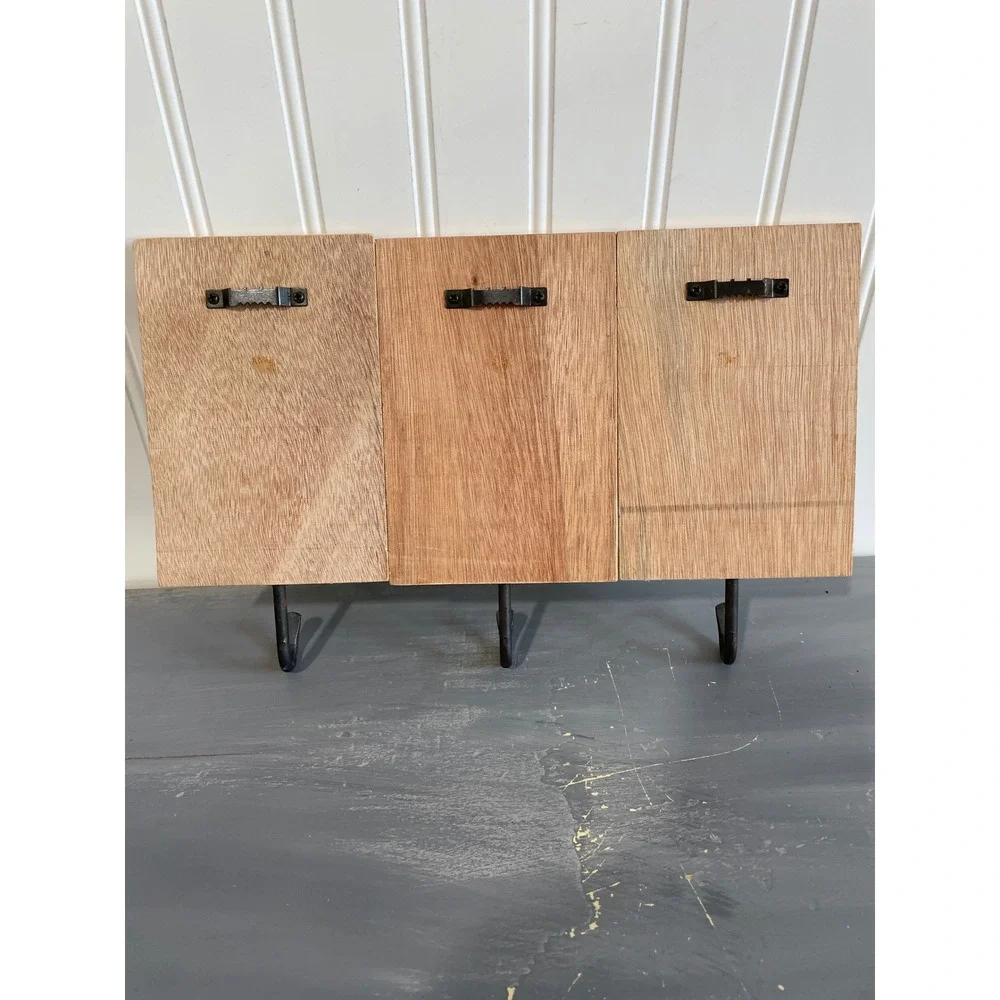 Vtg Style Fruit Vegetable Crate Label Wall Hooks Wood Set of 3 Farmhouse Decor‎